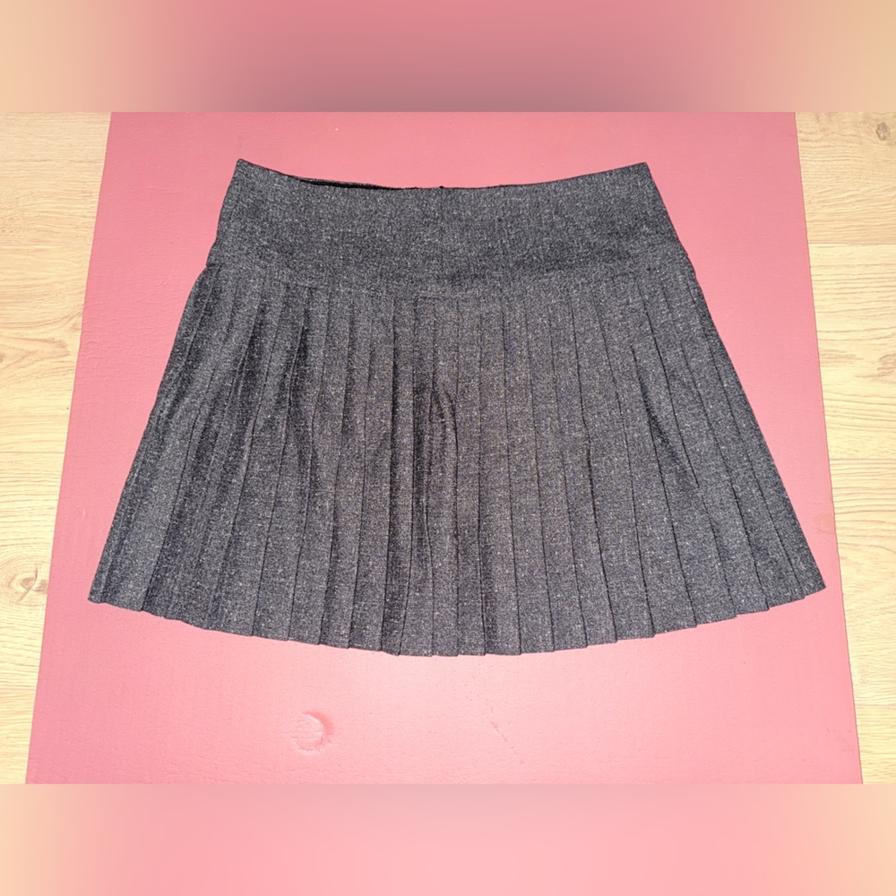 Like New Aqua Charcoal Grey Tweed Pleated Mini Skirt size small